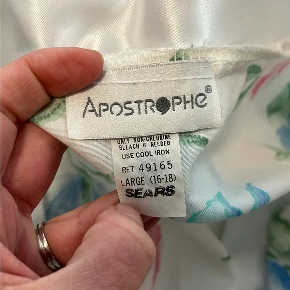 Vintage Union Label 70s 80s Sears Floral Satin Long Robe with Belt Large - Picture 10 of 12